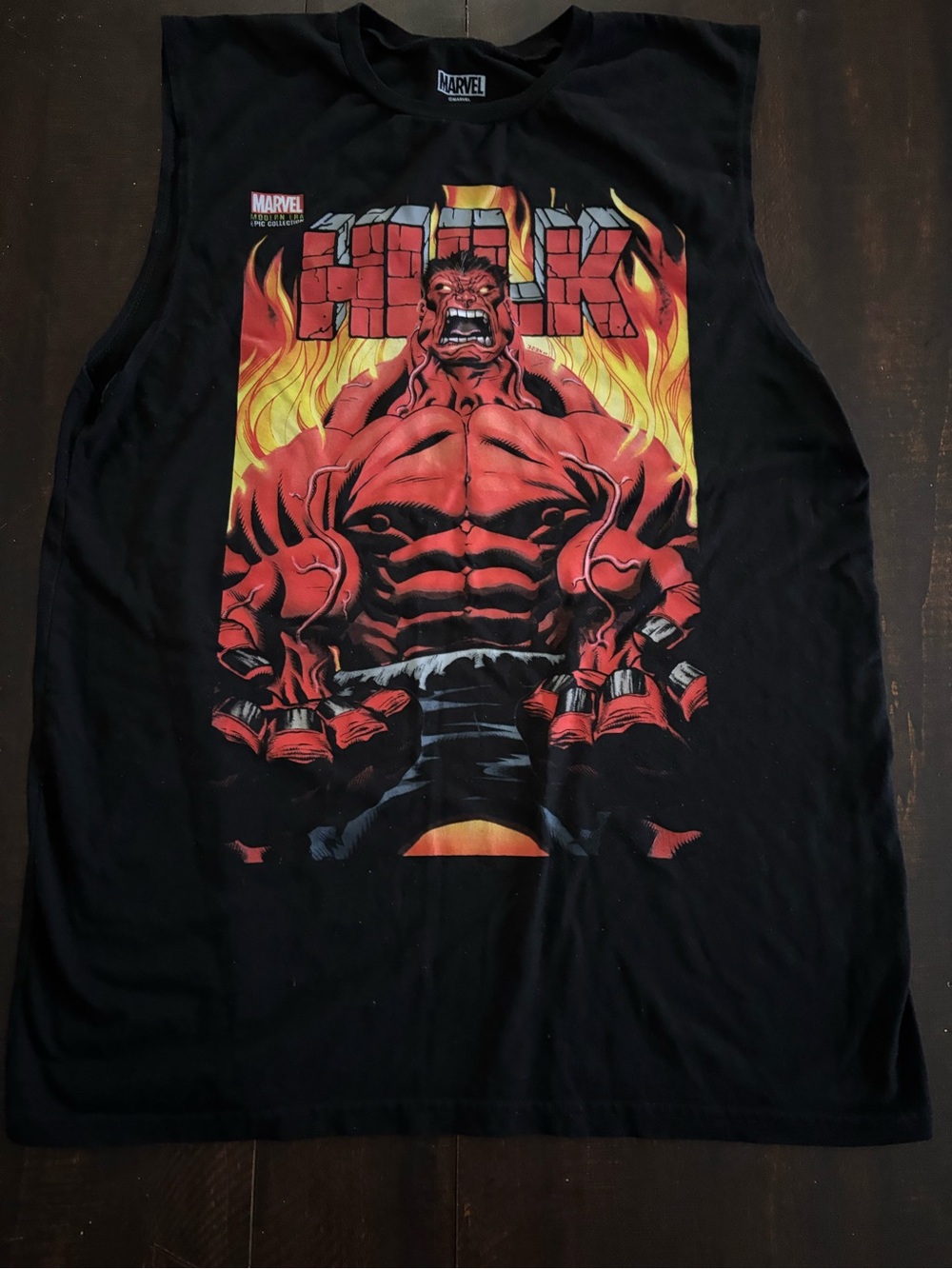 Marvel Black Tank Top with Red Hulk Graphic